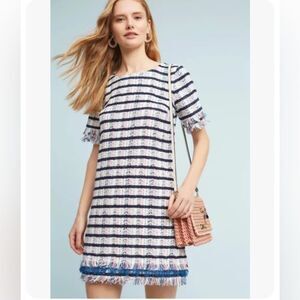 Anthropologie Holding Horses Miette Textured Tunic Fringe Dress Size US 6. EUC!